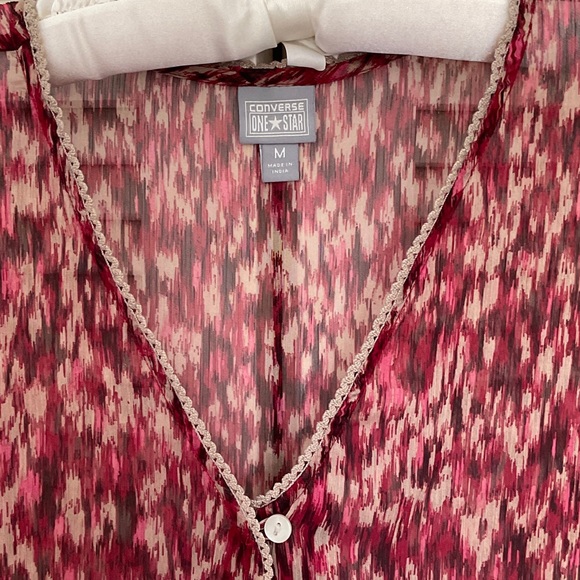Converse Red and White Sheer Blouse - Picture 4 of 5